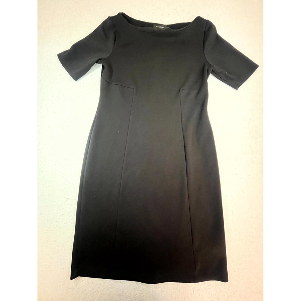 Banana Republic Shift Dress Womens Medium Black Stretch Short Sleeve Career